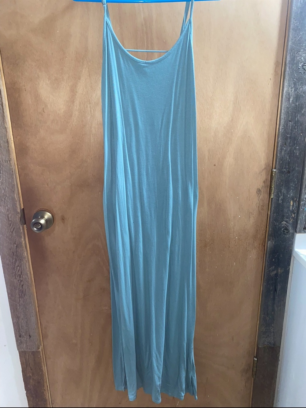 Light Blue Slip Maxi Open Back Dress